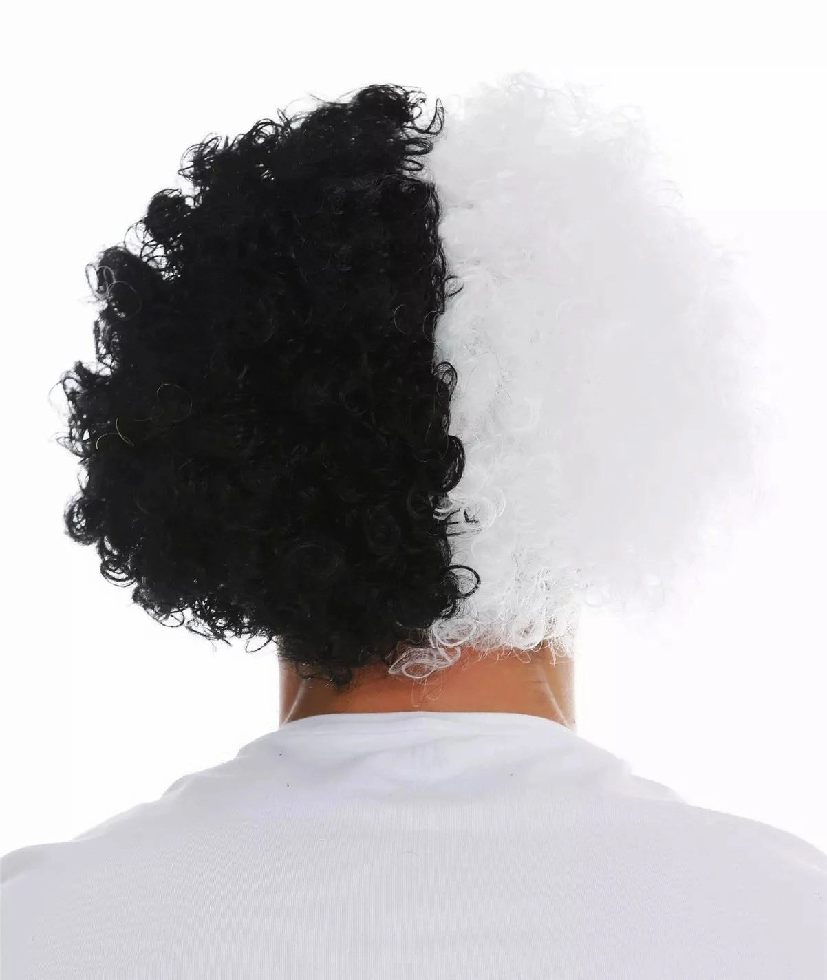 Mey İthalat® Siyah Beyaz Kıvırcık Afro Bonus Peruk Taraftar Bonus Saç
