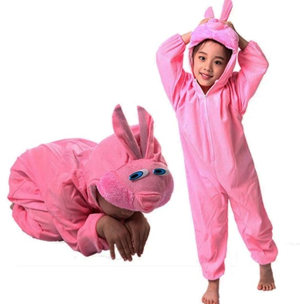 Mey İthalat® Çocuk Tavşan Kostümü Pembe Renk 4-5 Yaş 100 cm