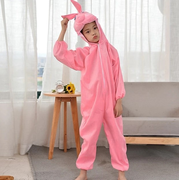 Mey İthalat® Çocuk Tavşan Kostümü Pembe Renk 4-5 Yaş 100 cm