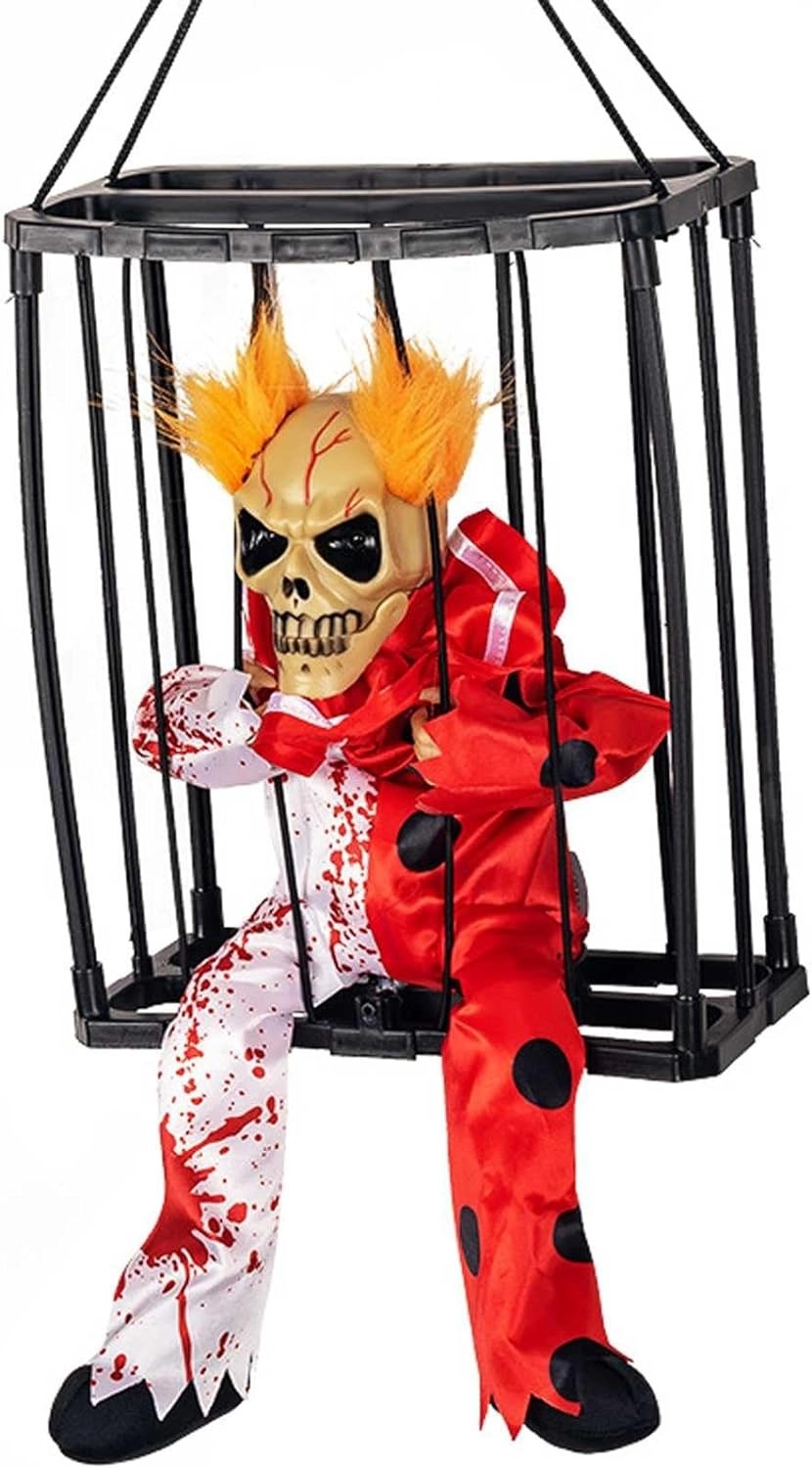 Mey İthalat® Hareketli Sesli Sensörlü Mahkum Joker İskelet Dekorasyon 22x27 cm