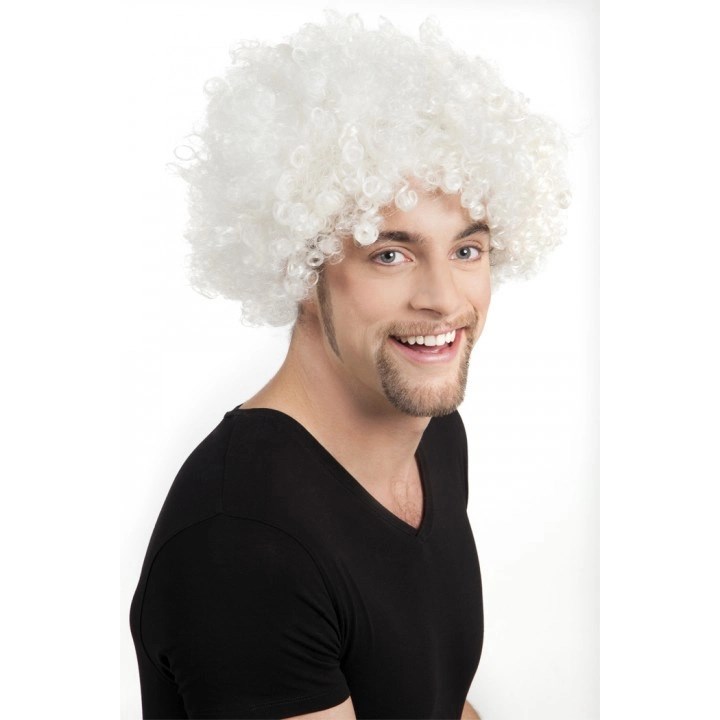 Mey İthalat® Beyaz Renk Kıvırcık Afro Bonus Peruk