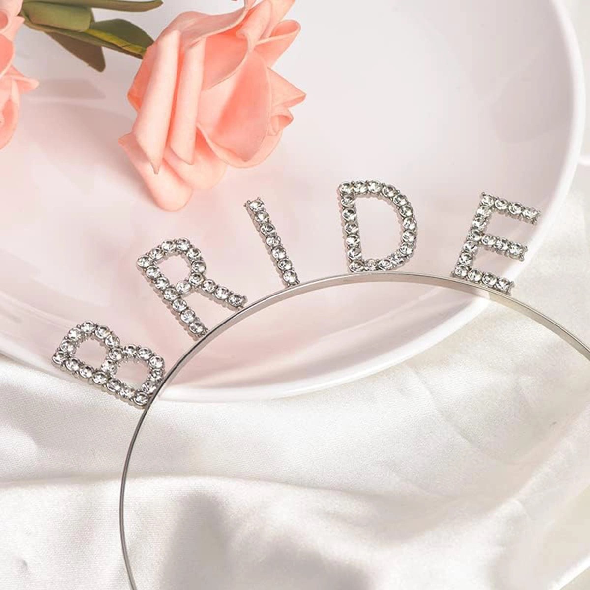 Mey İthalat® Gümüş Renk Bekarlığa Veda Kristal Taş Bride Tacı İthal 16x10 cm