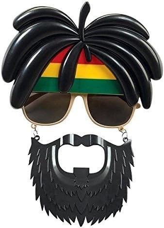 Mey İthalat® Rasta Peruklu Rasta Sakallı Bob Marley Bıyıklı Parti Gözlüğü 27x18 cm