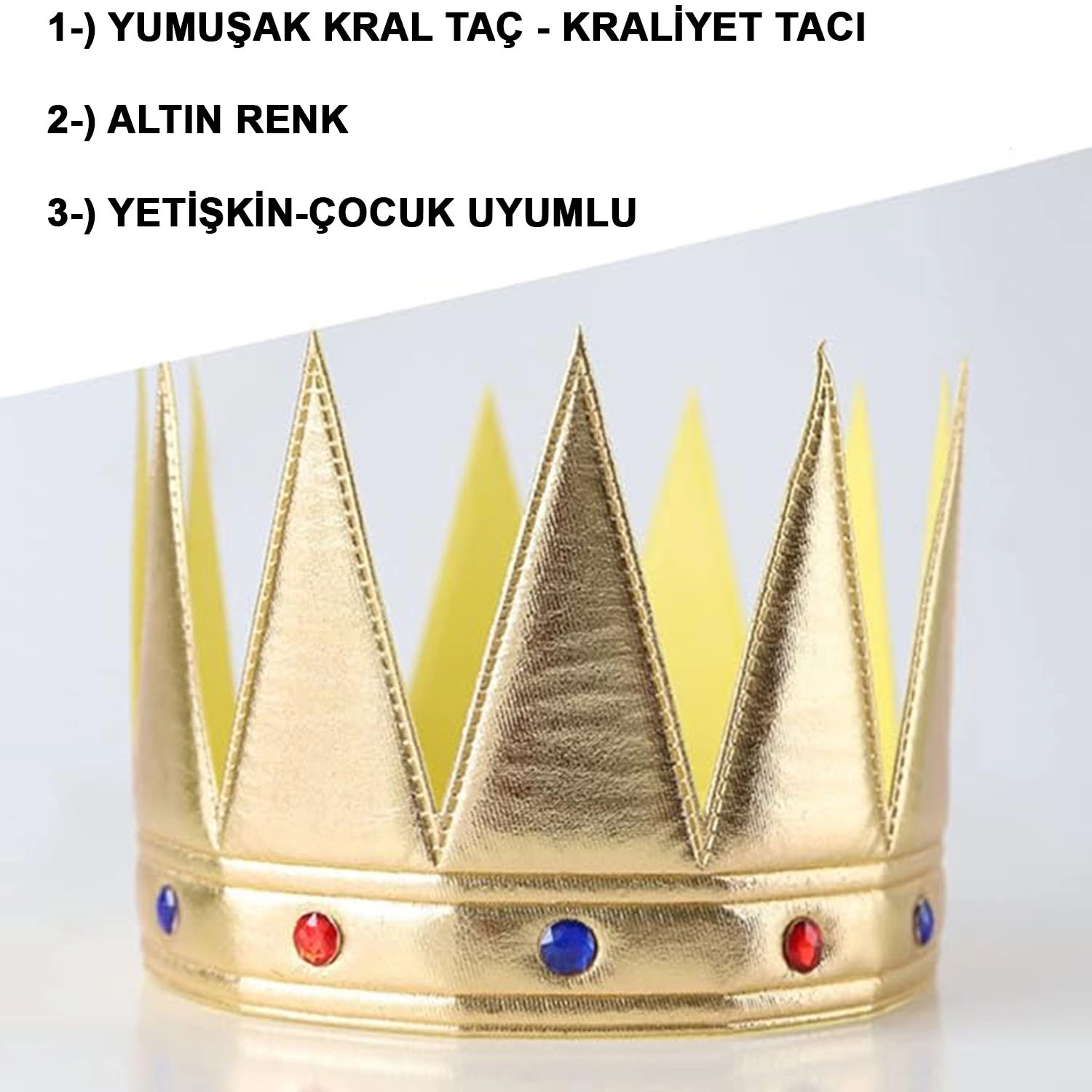 Mey İthalat® Altın Renk Eva Yumuşak Kral Kraliyet Tacı Yetişkin Çocuk Uyumlu 55 cm