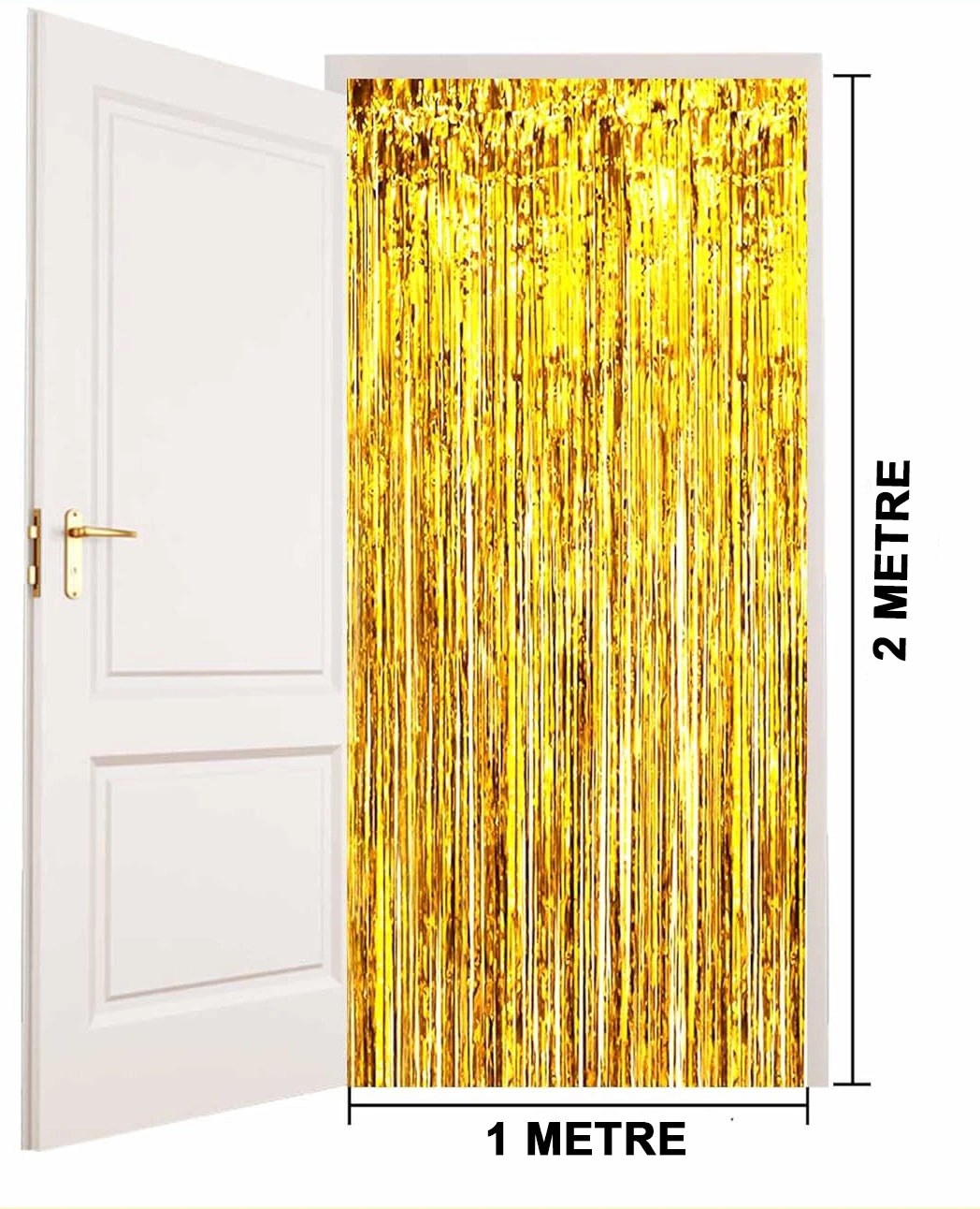 Mey İthalat® Altın Gold Renk Ekstra Metalize Parlak Saçaklı Arka Fon Perde İthal A Kalite 1x2 Metre