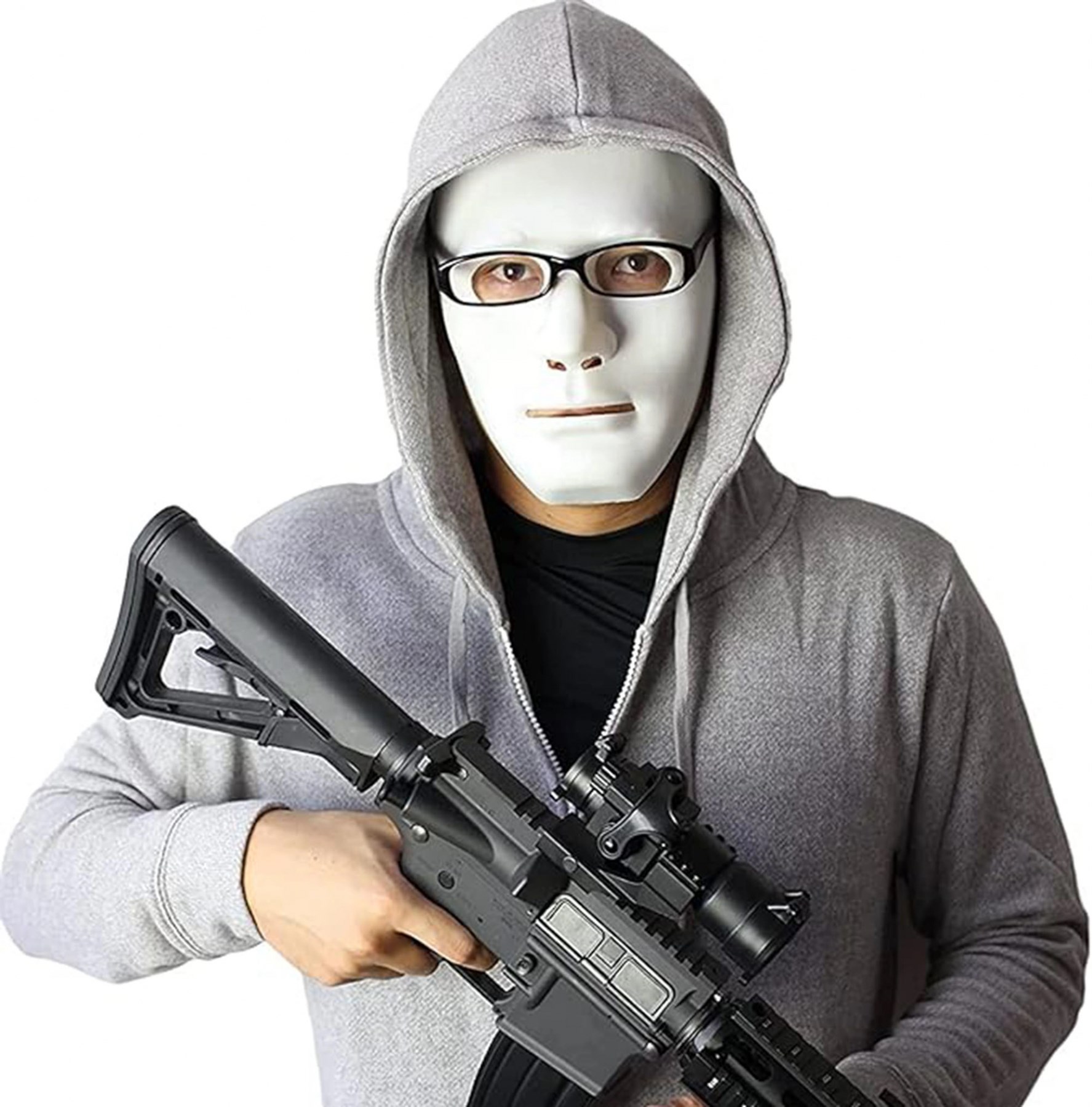 Mey İthalat® Beyaz Renk Hip Hop Anonim Jabbawockeez Dans Maskesi 18x19 cm