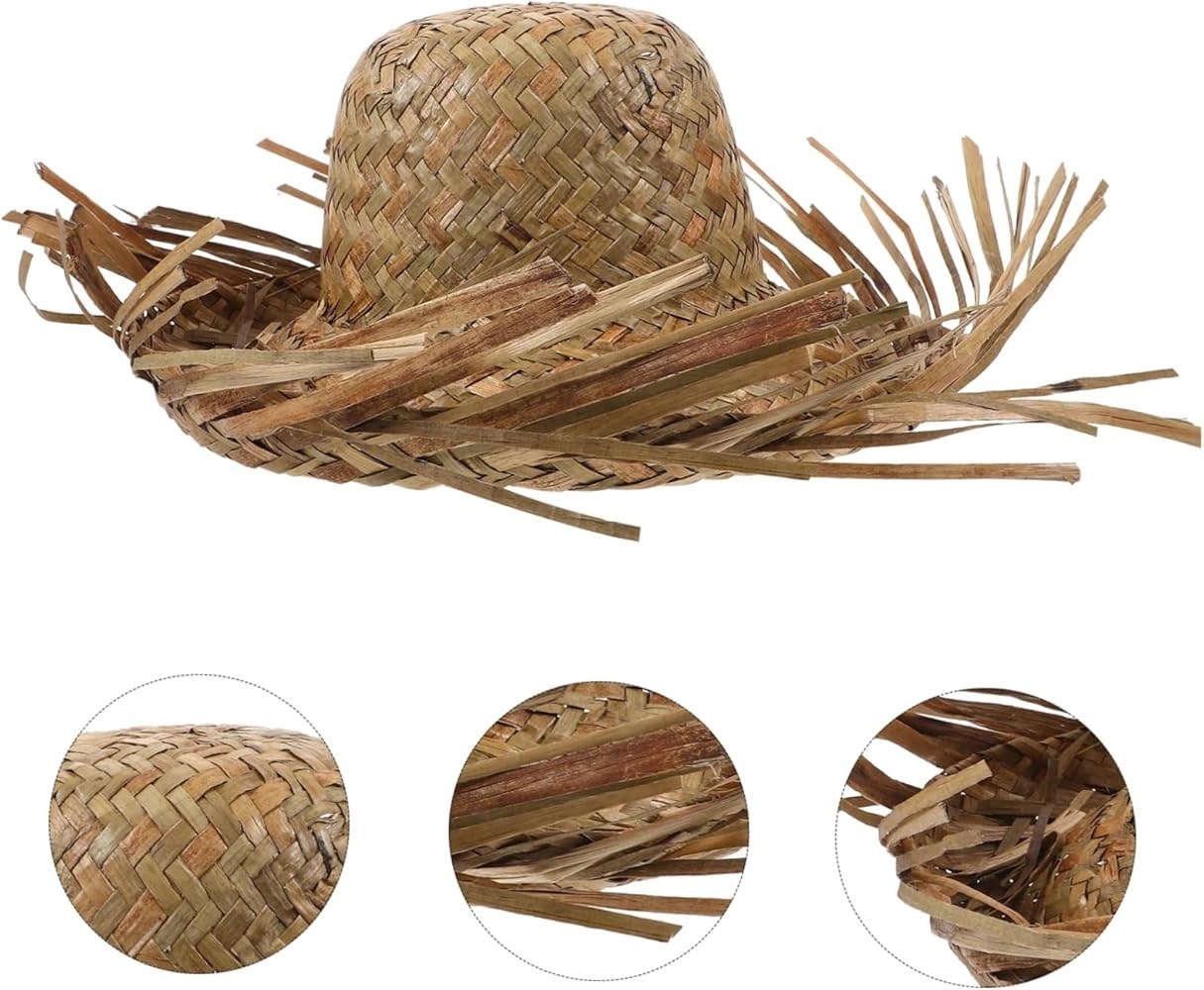 Mey İthalat® Tropikal Parti Naturel Hasır Hawaii Şapkası 13x36 cm