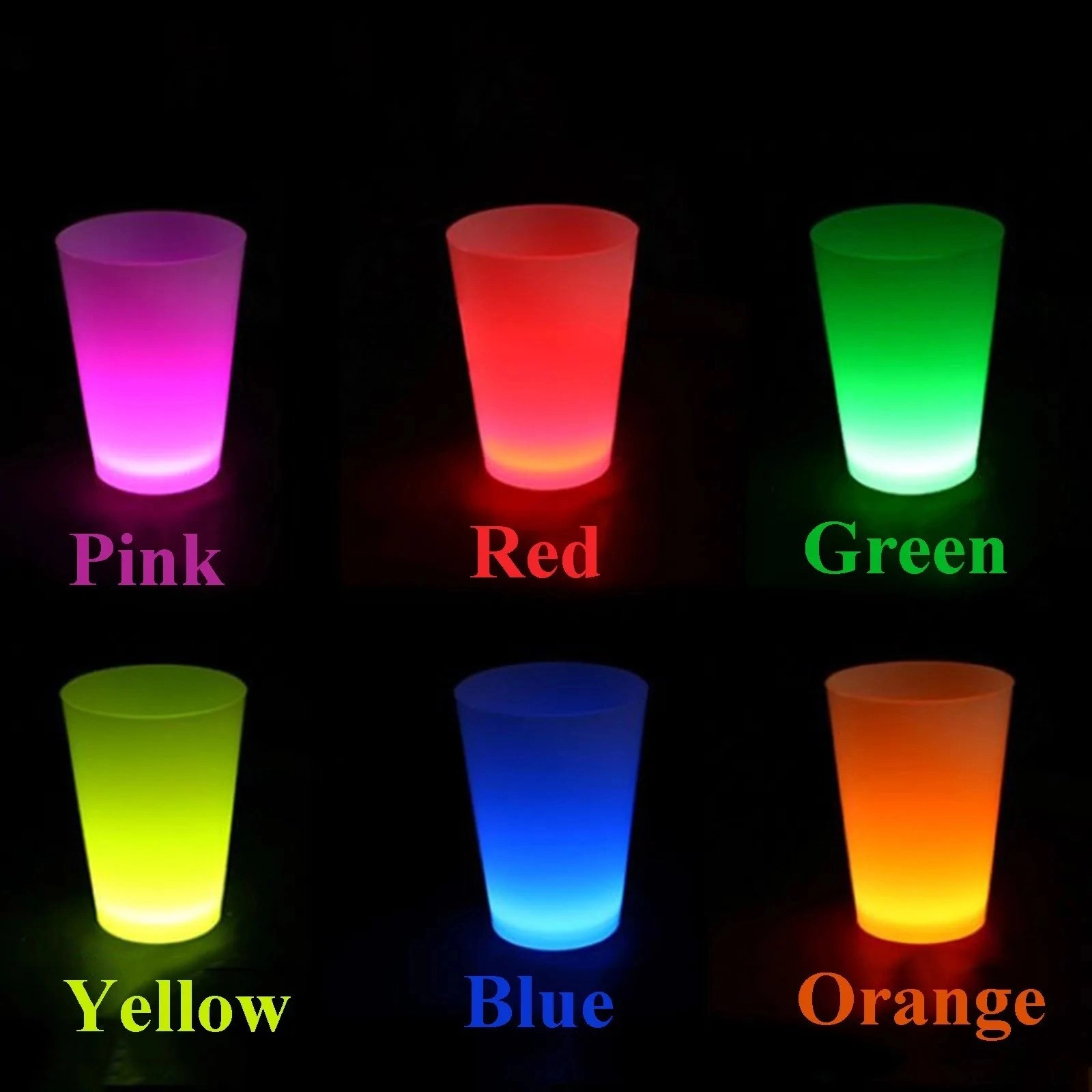 Mey İthalat® Glow Partisi Bardakları 6 Renk 6 Adet 1.5 oz 4.5 x 6.5 cm