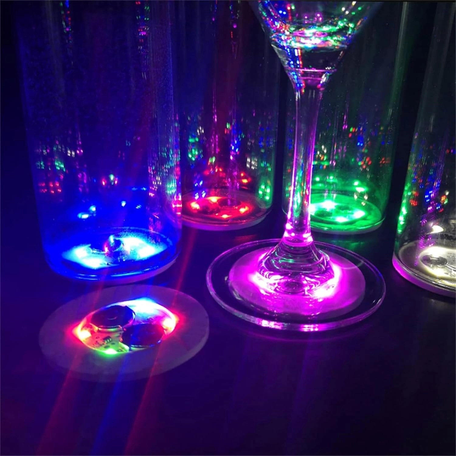 Mey İthalat® Işıklı Yapışkanlı Bardak Altı Aparatı Ledli 3 Modlu 6 cm Çap 1 Adet