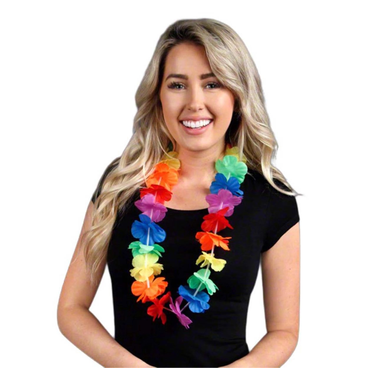 Mey İthalat® Hawaii Çiçekli Boyun Kolyesi - Renkli Tropikal Parti Leisi