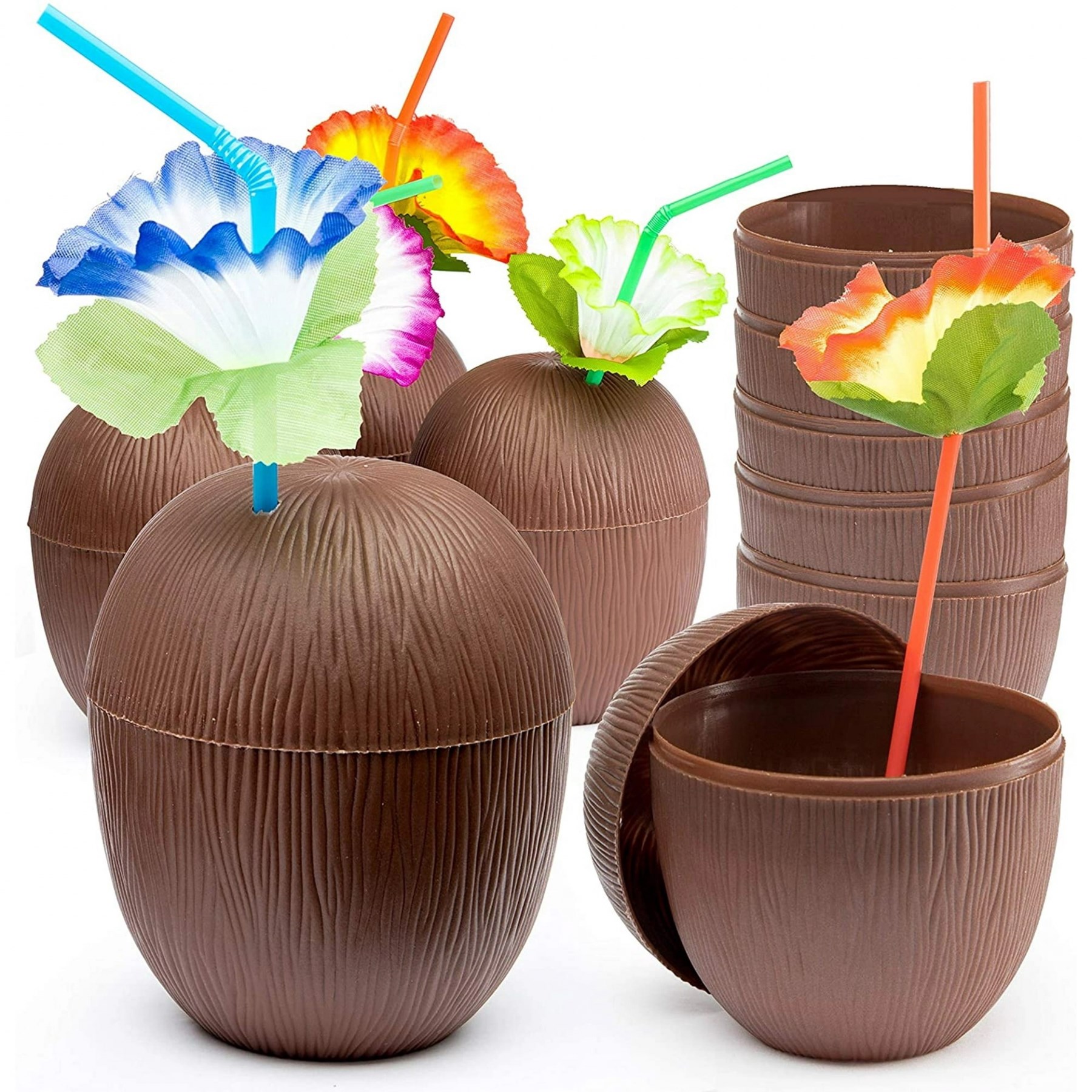 Mey İthalat® Hindistan Cevizi Hawaii Luau Aloha Pipetli İçecek Kabı Bardak 10x13 cm 1 Adet