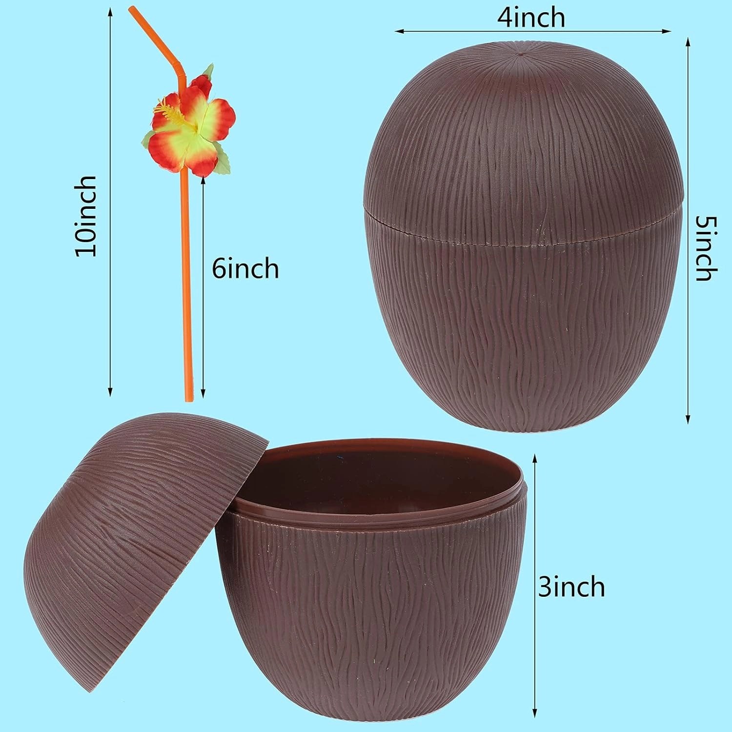 Mey İthalat® Hindistan Cevizi Hawaii Luau Aloha Pipetli İçecek Kabı Bardak 10x13 cm 1 Adet