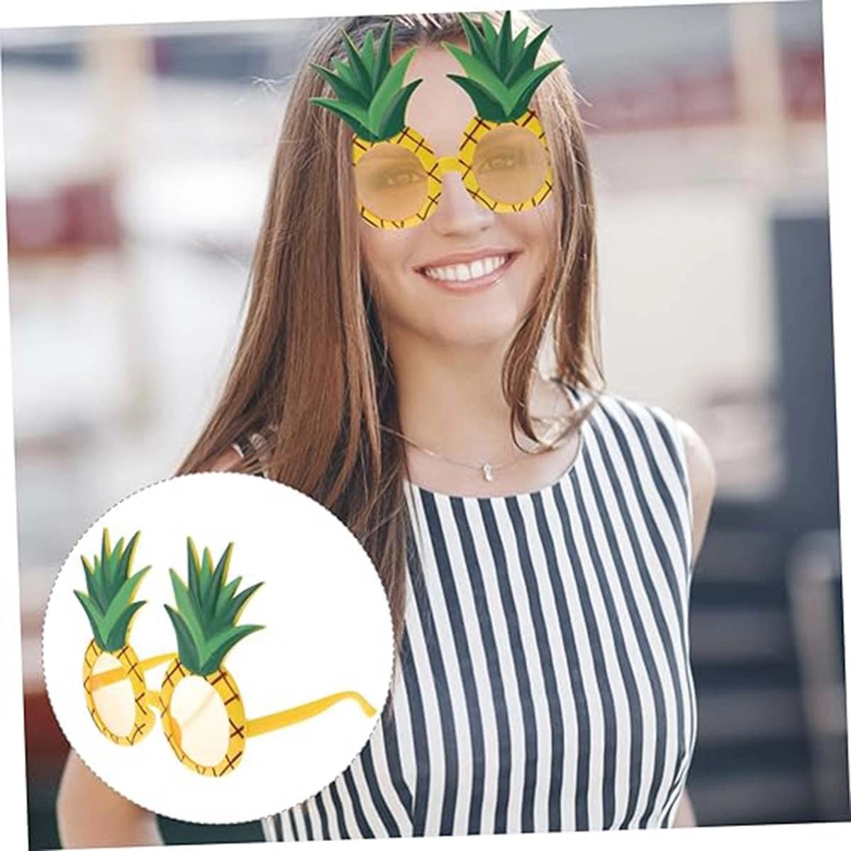 Mey İthalat® Tropikal Hawaii Ananas Şekilli Parti Gözlüğü 9.5 x 14 cm