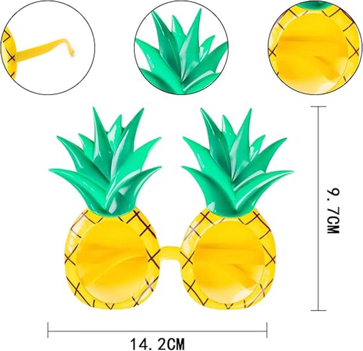 Mey İthalat® Tropikal Hawaii Ananas Şekilli Parti Gözlüğü 9.5 x 14 cm