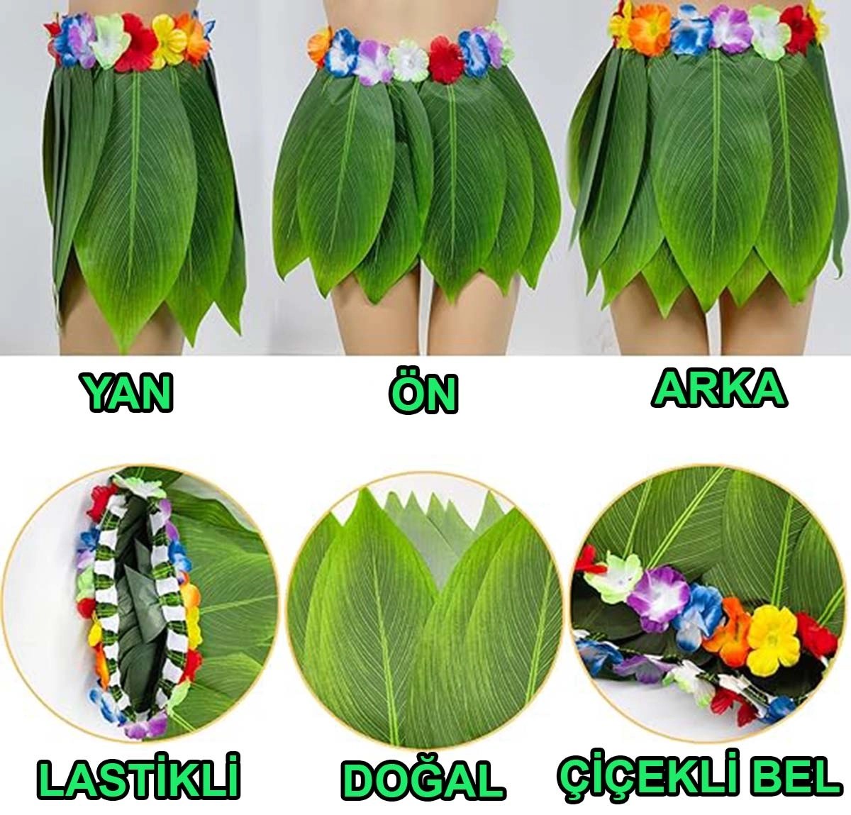 Mey İthalat® Tropikal Esintili Hawaii Yapraklı Parti Eteği Çocuk Boy