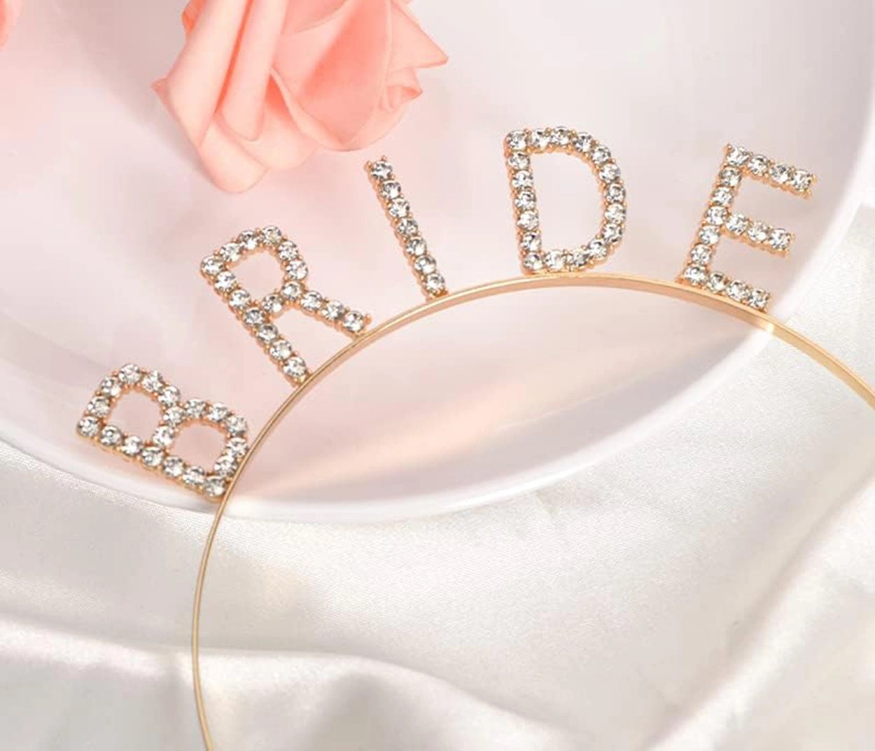 Mey İthalat® Altın Gold Renk Bekarlığa Veda Kristal Taş Bride Tacı İthal 16x10 cm