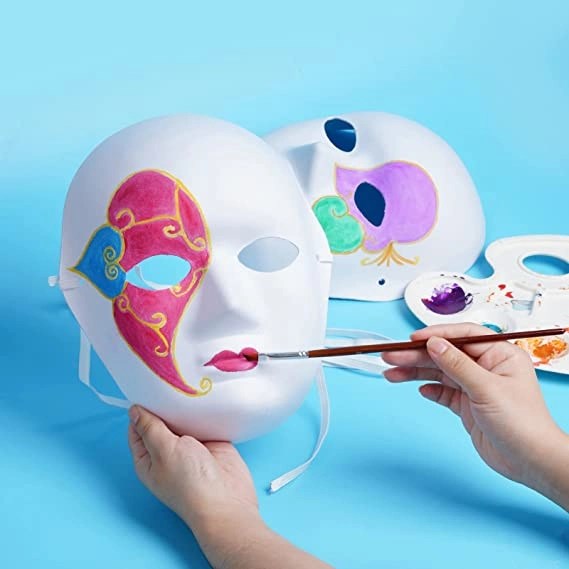 Mey İthalat® Beyaz Renk Boyanabilir Anonim Tam Yüz Cosplay Maske 24x18 cm