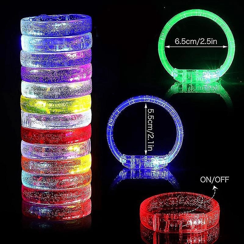Mey İthalat® Led Işıklı Pilli Işıklı Rengarenk Kalın Bileklik Işıklı Bilezik Karışık Renk 1 Adet