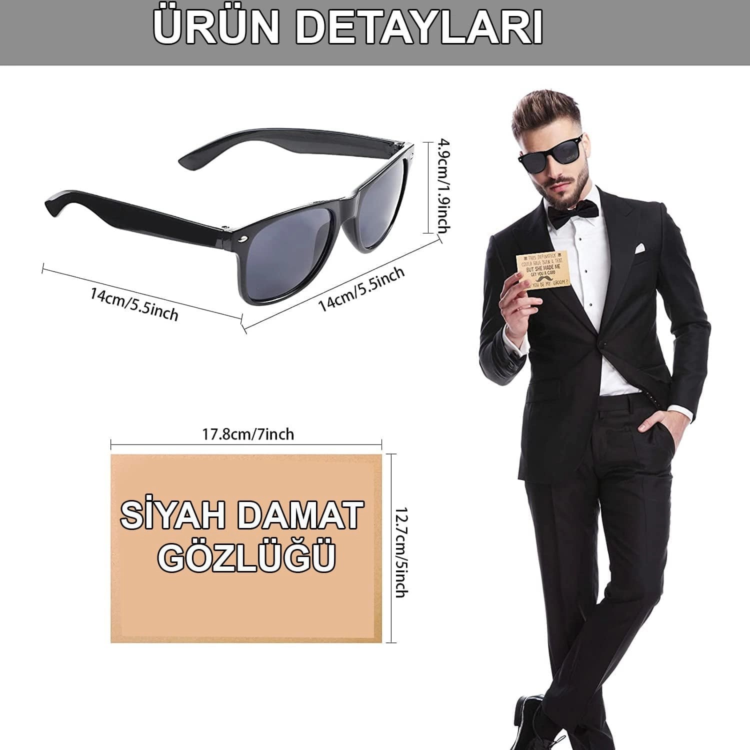 Mey İthalat® Damat Gözlüğü – Düğün ve Bekarlığa Veda Partisi Aksesuarı