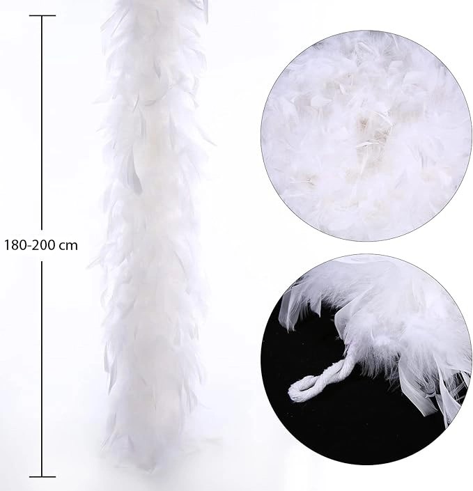 Mey İthalat® Beyaz Renk Kabarık Kalın Otriş Boa Tüy 6 cm Genişlik 180-200 cm Uzunluk