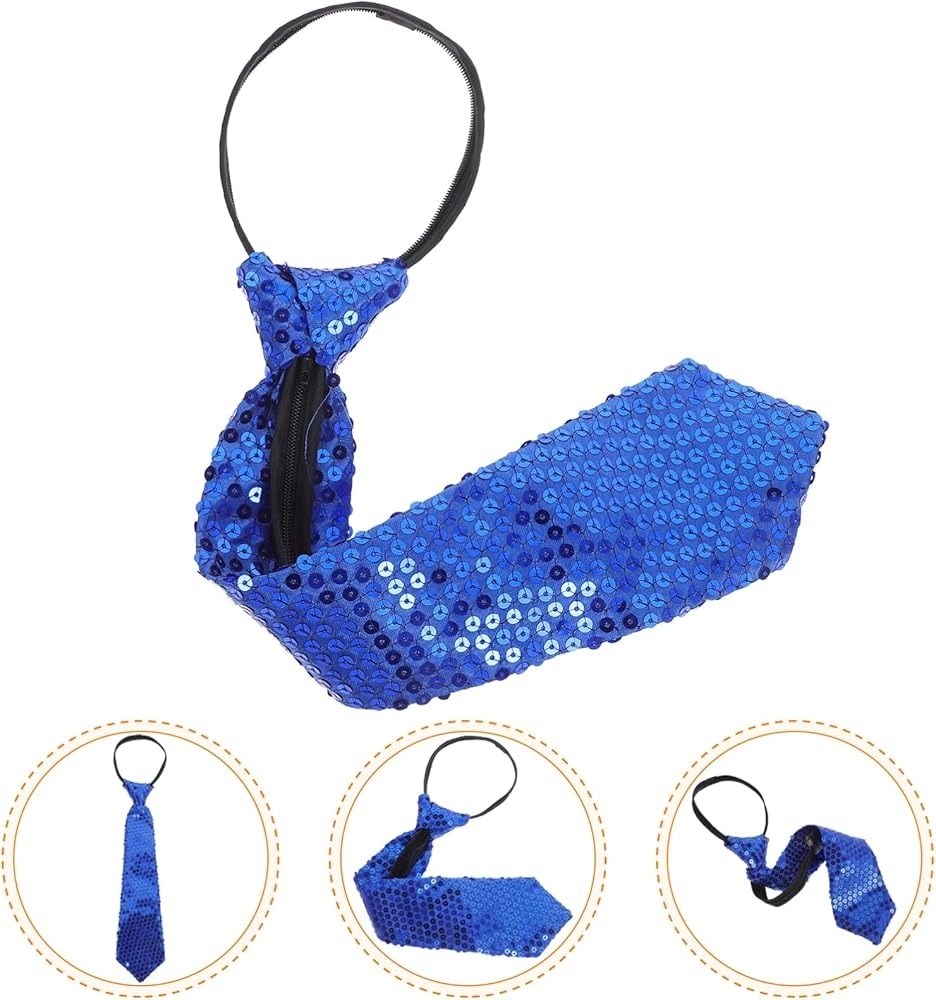 Mey İthalat® Mavi Renk Pul Payetli Işıltılı Parti Kravatı 33 cm
