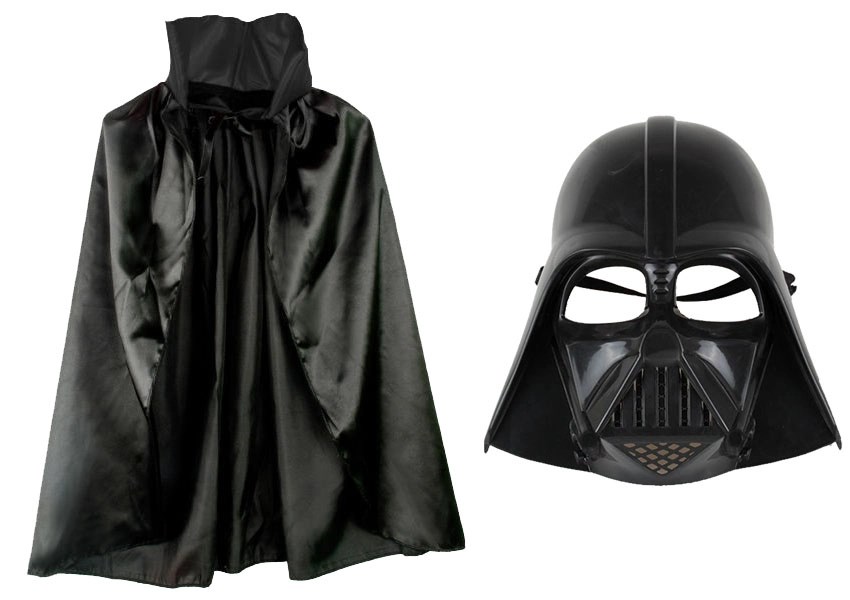Mey İthalat® Çocuk Boy Yıldız Savaşları Star Wars Darth Vader Maskesi ve 90 cm Pelerin Seti Siyah