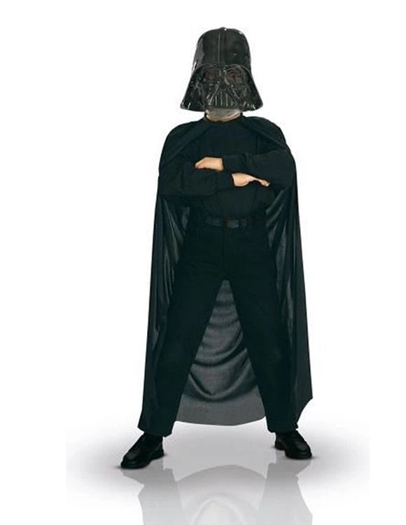 Mey İthalat® Çocuk Boy Yıldız Savaşları Star Wars Darth Vader Maskesi ve 90 cm Pelerin Seti Siyah