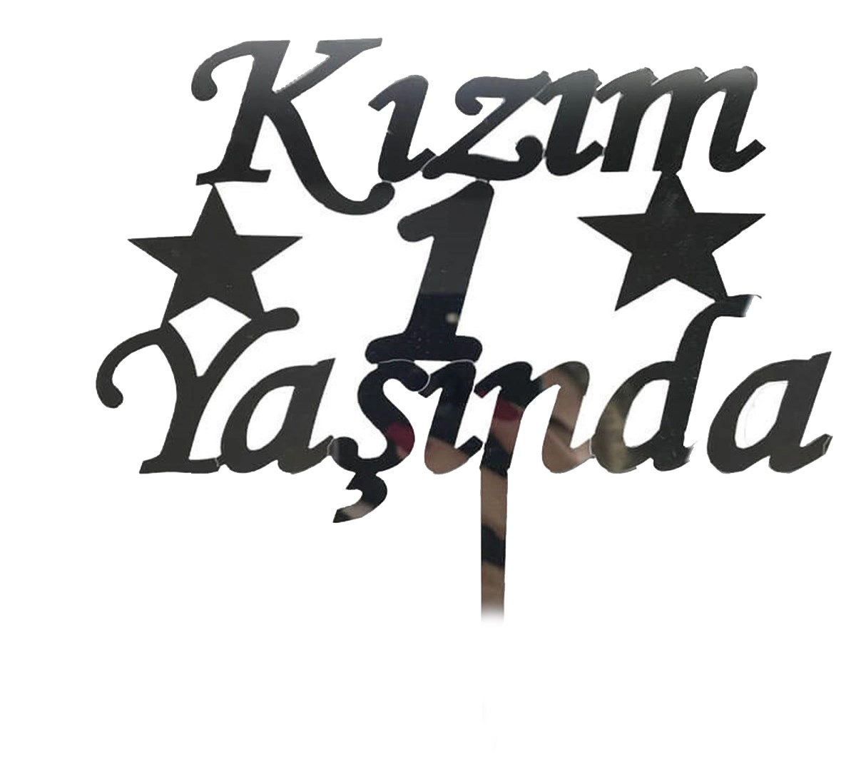 Mey İthalat® Kızım 1 Yaşında İlk Yaş Doğum Günü Partisi Pleksi Pasta Süsü Gümüş Renk