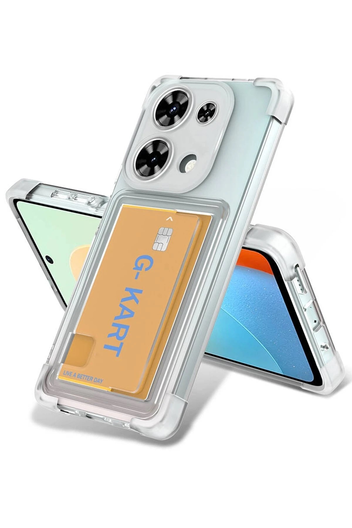 Mey İthalat®   Redmi Note 13 Pro 4G Kılıf Kart Şeffaf Silikon - Şeffaf