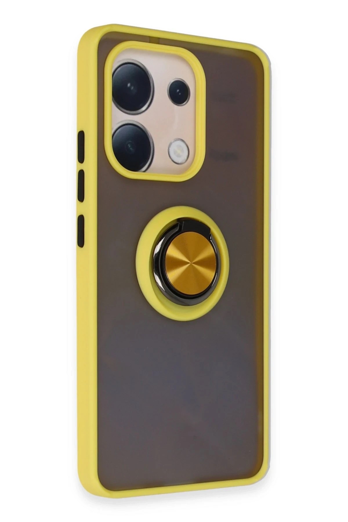 Mey İthalat®   Redmi Note 13 4G Kılıf Montreal Yüzüklü Silikon Kapak - Sarı