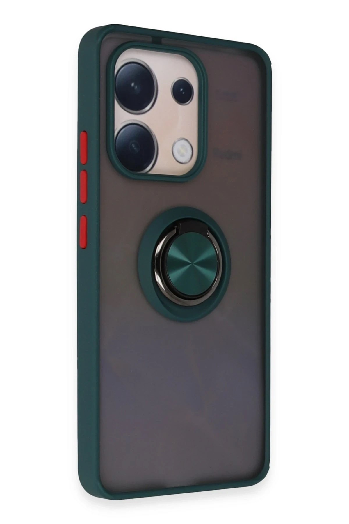 Mey İthalat®   Redmi Note 13 4G Kılıf Montreal Yüzüklü Silikon Kapak - Yeşil