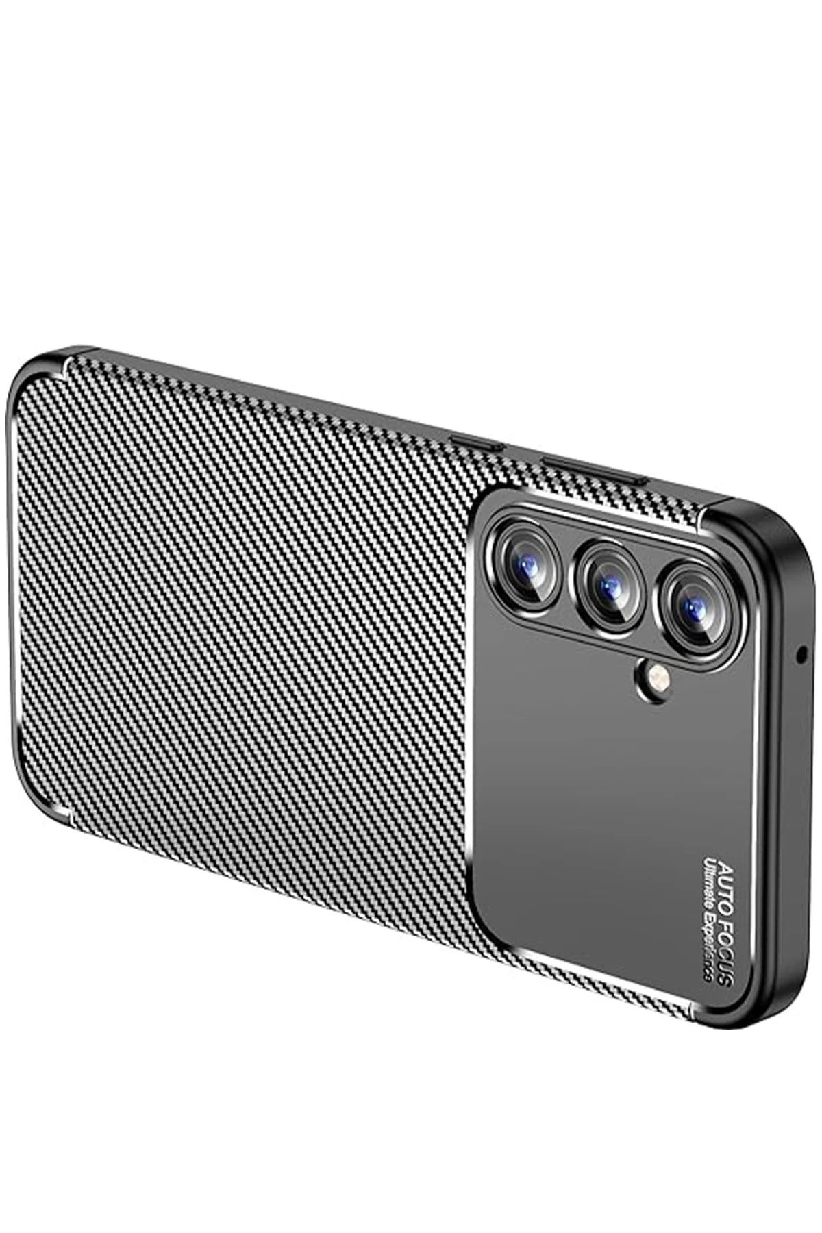 Mey İthalat®  Samsung Galaxy A15 4G Kılıf Auto Focus Karbon Kapak - Siyah