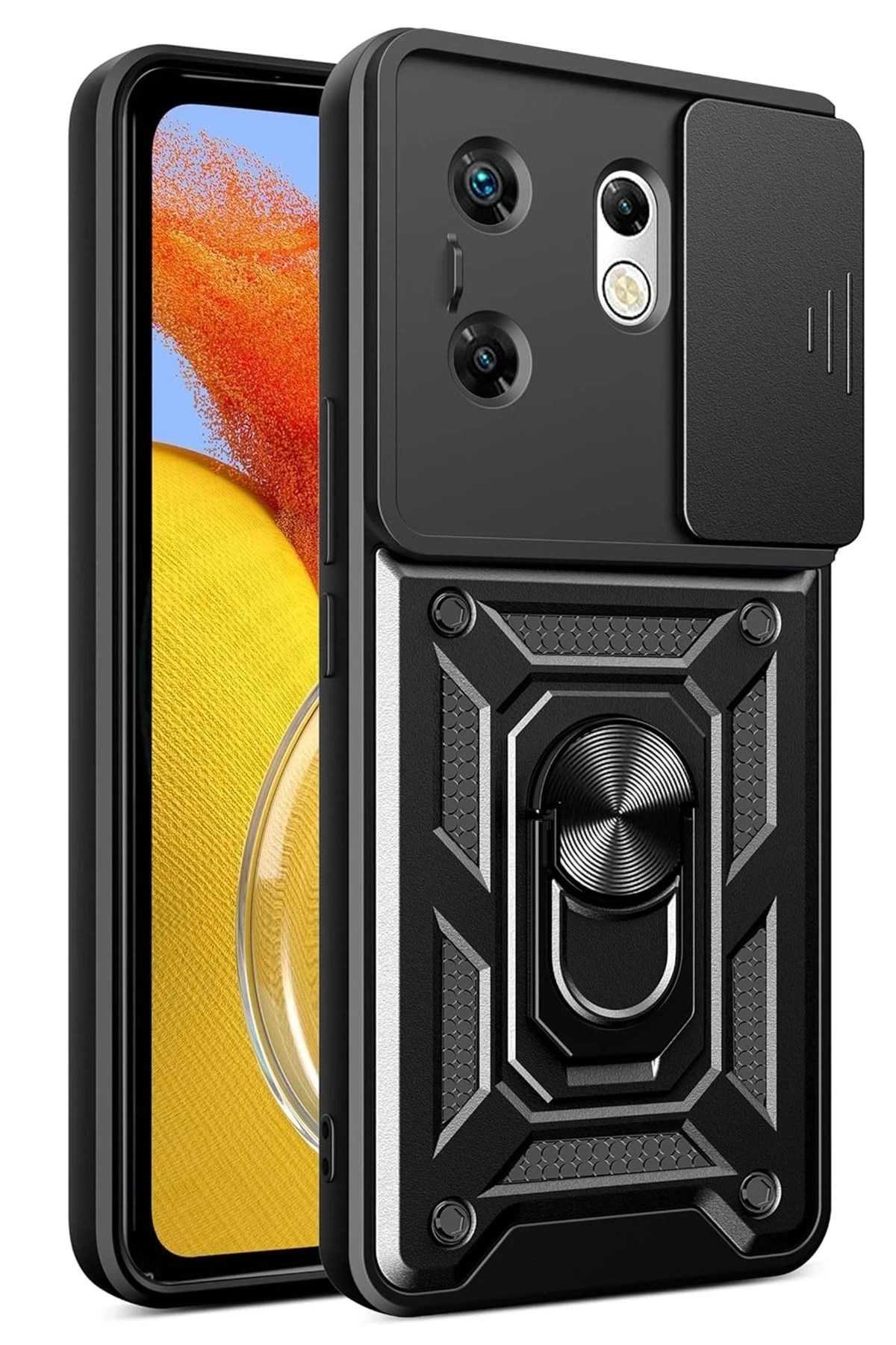 Mey İthalat®  İnfinix Zero 30 4G Kılıf Pars Lens Yüzüklü Silikon - Siyah