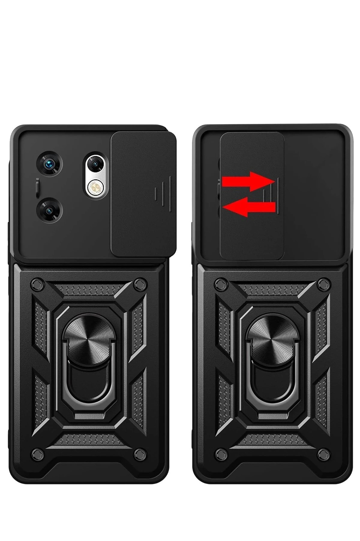 Mey İthalat®  İnfinix Zero 30 4G Kılıf Pars Lens Yüzüklü Silikon - Siyah
