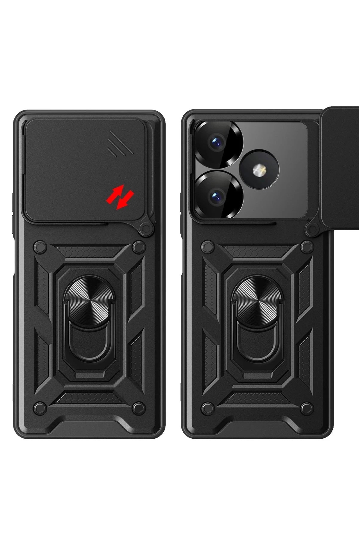 Mey İthalat®   Redmi 13 4G Kılıf Pars Lens Yüzüklü Silikon - Gold