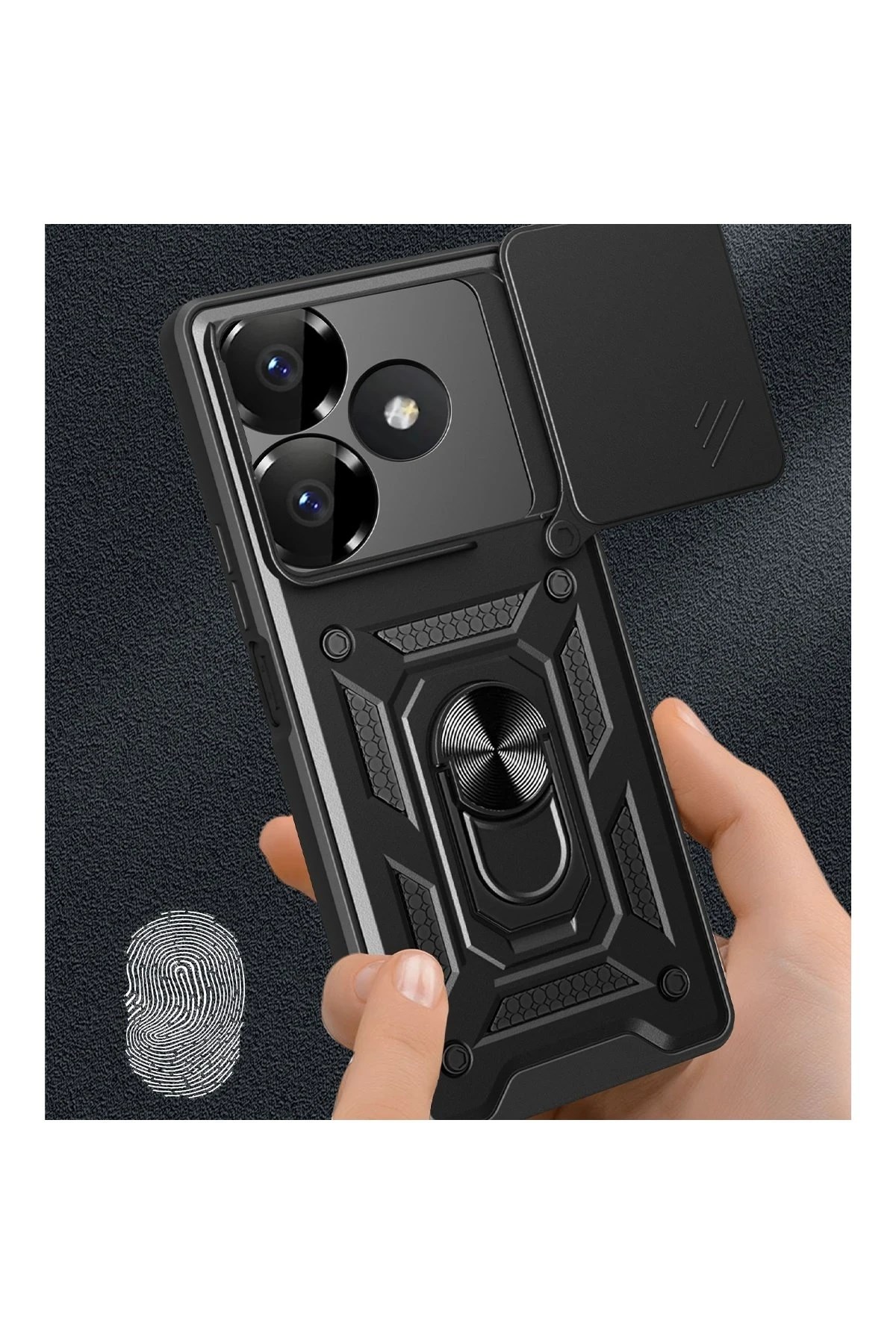 Mey İthalat®   Redmi 13 4G Kılıf Pars Lens Yüzüklü Silikon - Gold