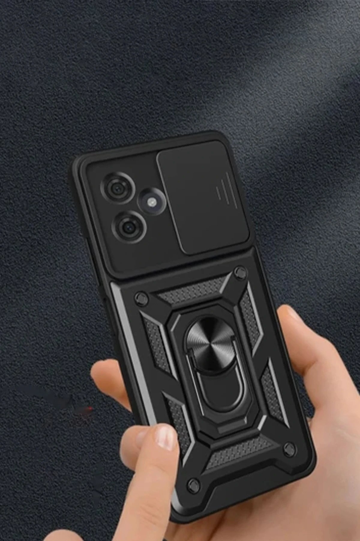 Mey İthalat®   Redmi Note 13 Pro Plus Kılıf Pars Lens Yüzüklü Silikon - Lacivert
