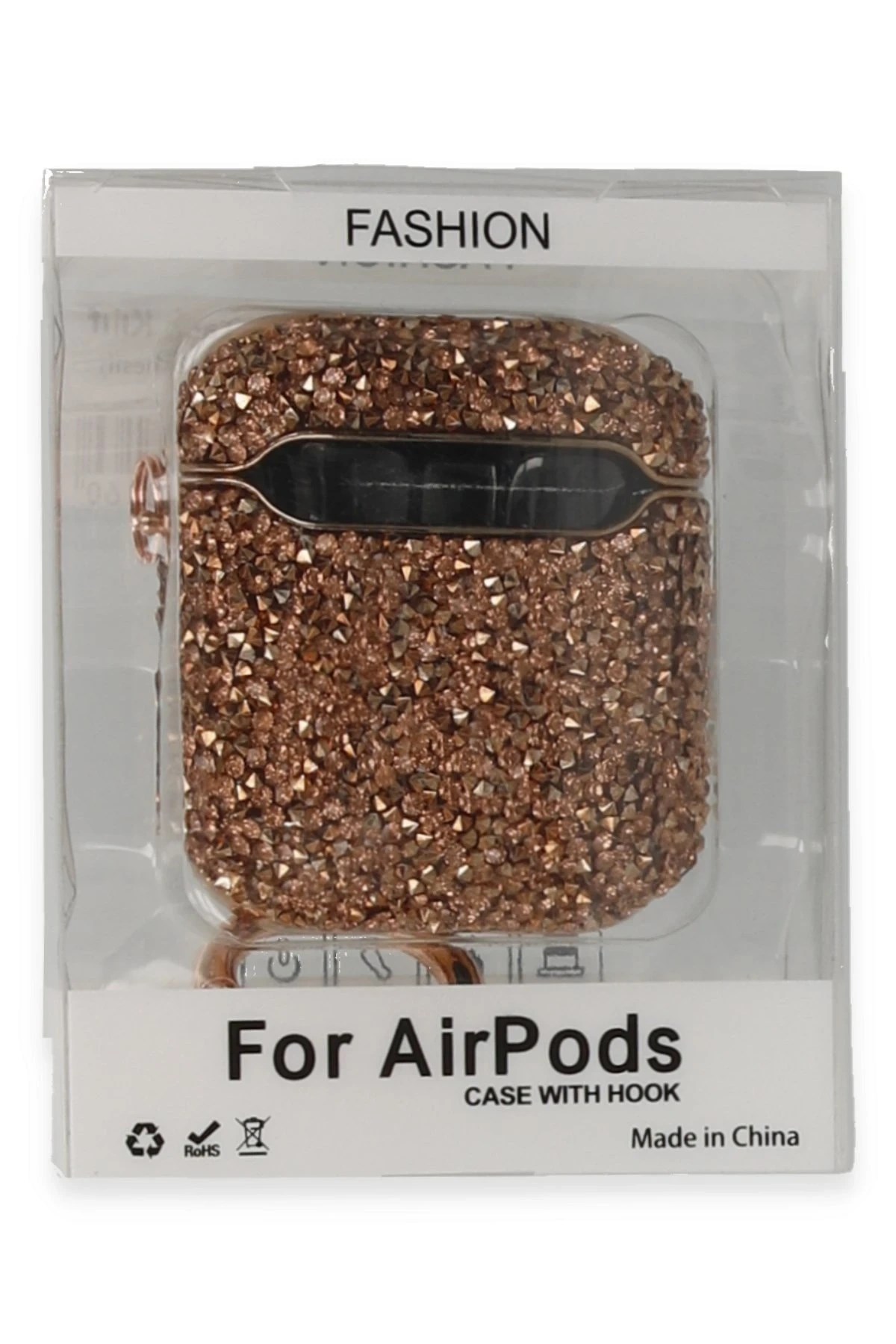 Mey İthalat®  Airpods 2 (2.nesil) Mira Taşlı Kılıf - Rose Gold