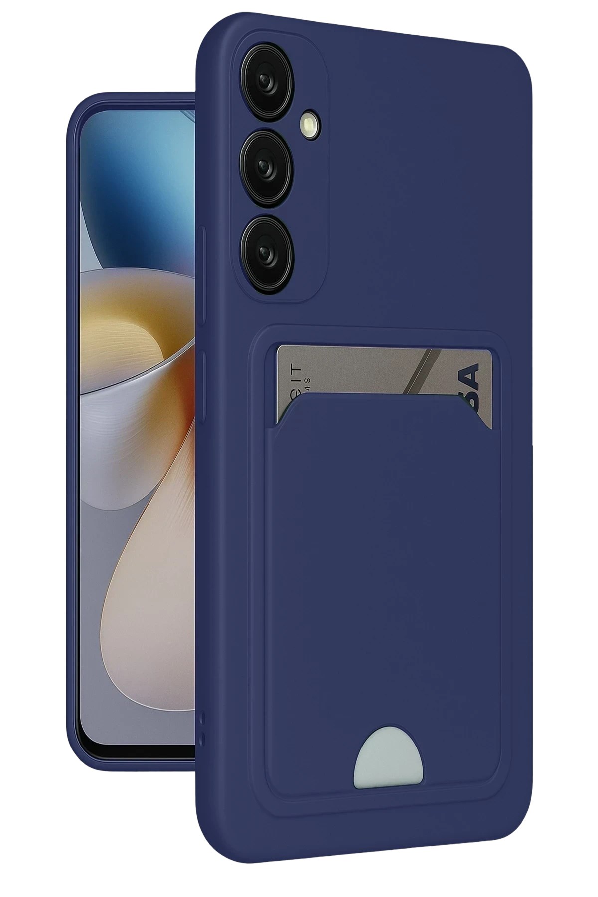 Mey İthalat®  Samsung Galaxy A35 5G Kılıf Kelvin Kartvizitli Silikon - Lacivert