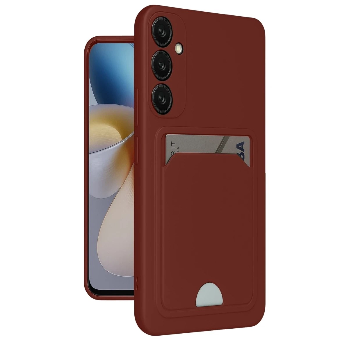 Mey İthalat®  Samsung Galaxy A55 5G Kılıf Kelvin Kartvizitli Silikon - Bordo