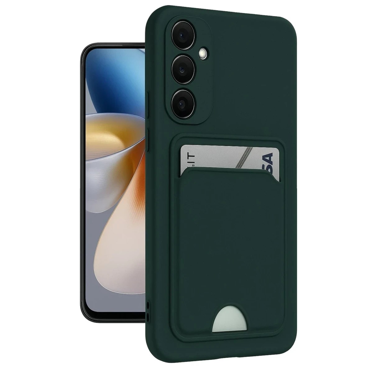 Mey İthalat®  Samsung Galaxy A55 5G Kılıf Kelvin Kartvizitli Silikon - Koyu Yeşil