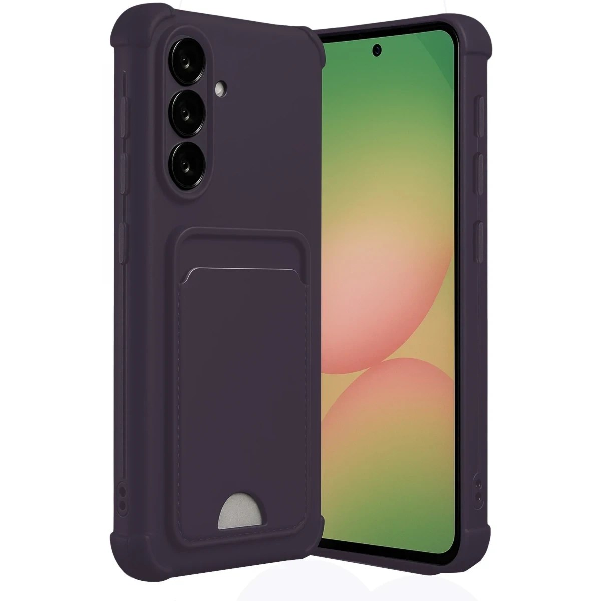 Mey İthalat®  Samsung Galaxy A55 5G Kılıf Kelvin Kartvizitli Silikon - Derin Mor