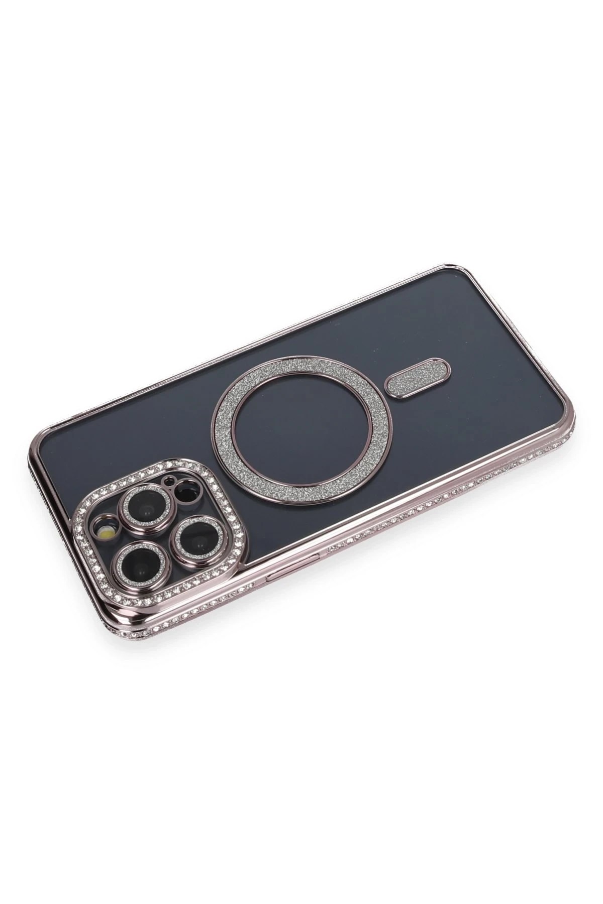 Mey İthalat®  iPhone 14 Pro Kılıf Joke Simli Magneticsafe Kılıf - Gri
