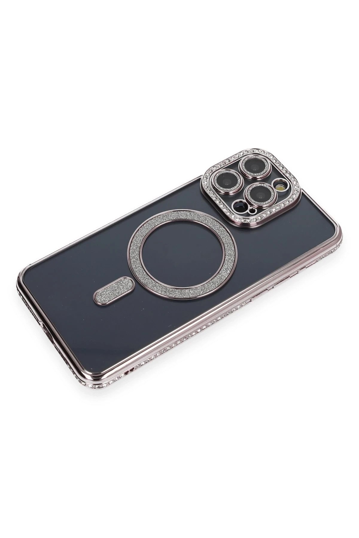 Mey İthalat®  iPhone 14 Pro Kılıf Joke Simli Magneticsafe Kılıf - Gri