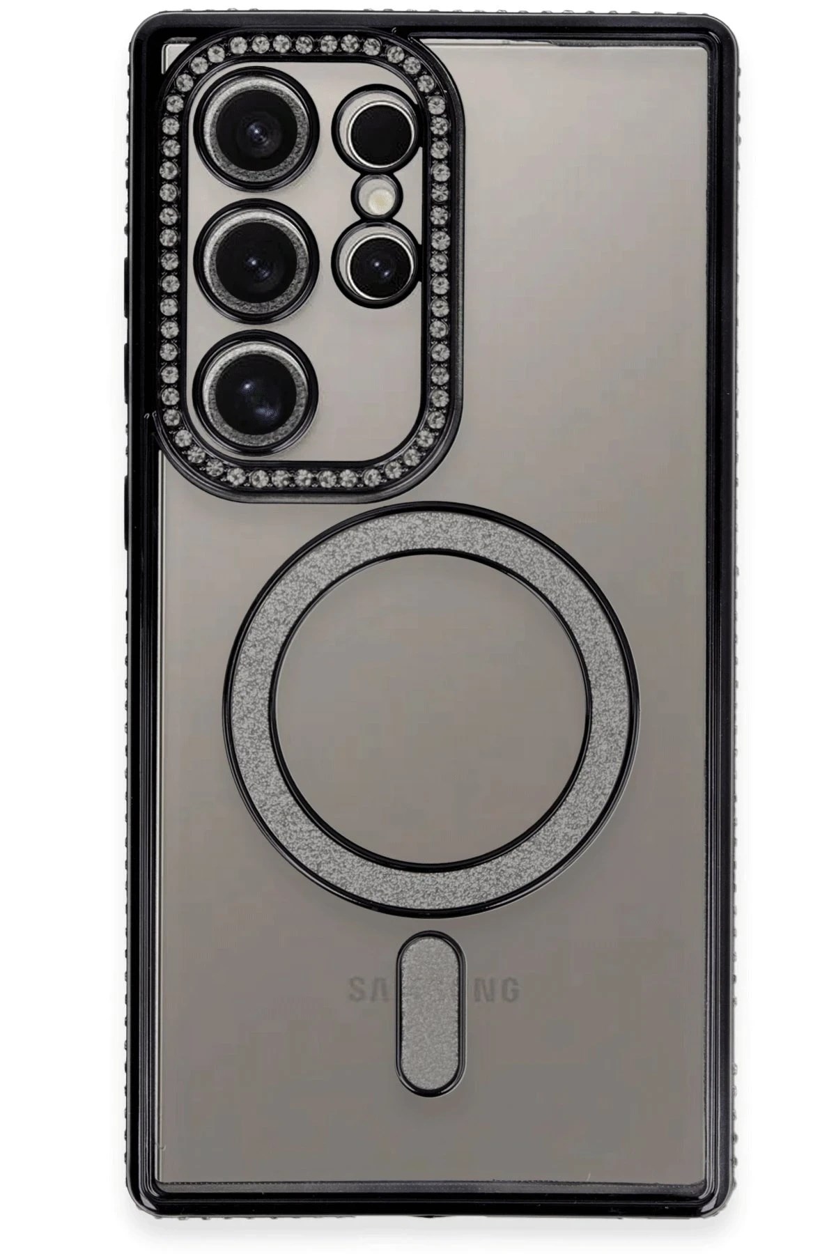 Mey İthalat®  Samsung Galaxy S24 Ultra Kılıf Joke Simli Magneticsafe Kılıf - Siyah
