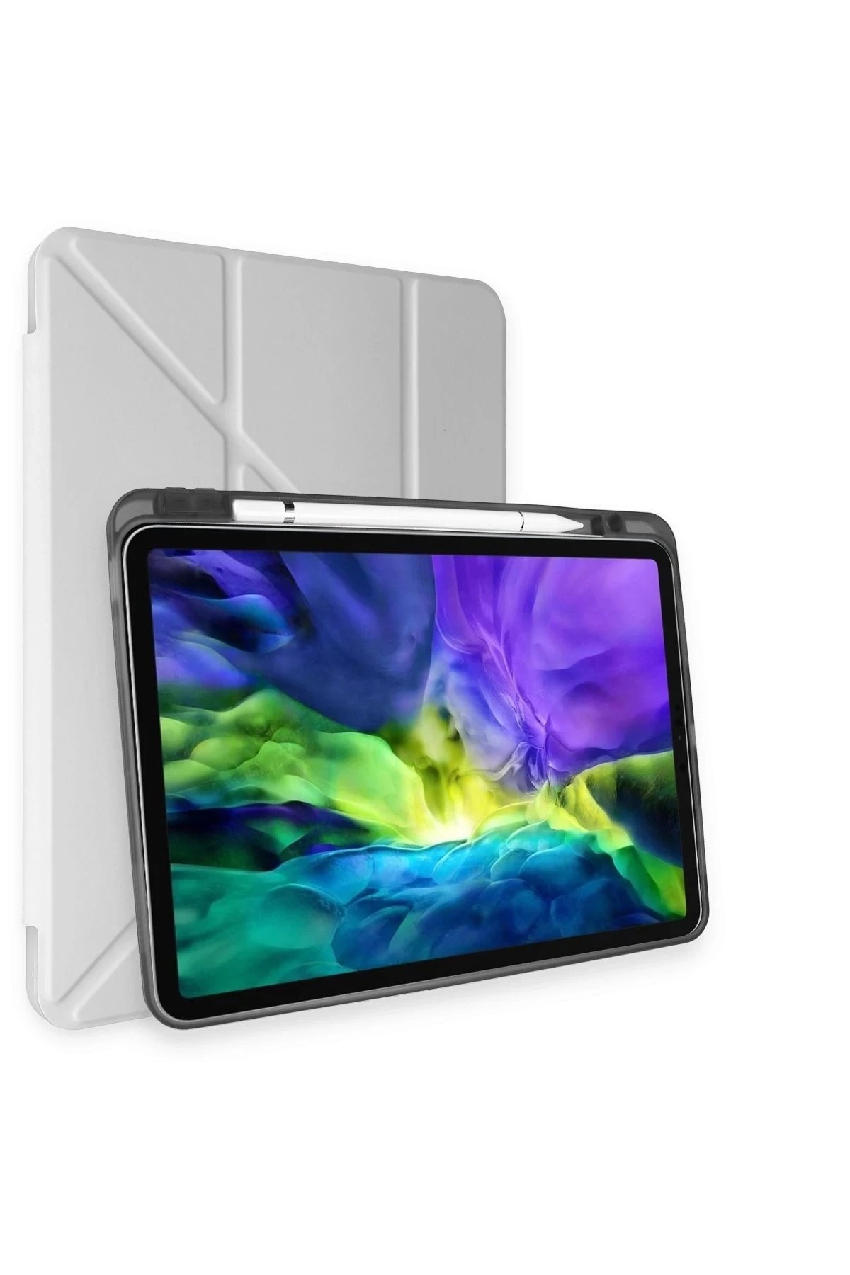 Mey İthalat®  Samsung Galaxy Tab A9 Plus Kılıf Kalemlikli Mars Tablet Kılıfı - Gri