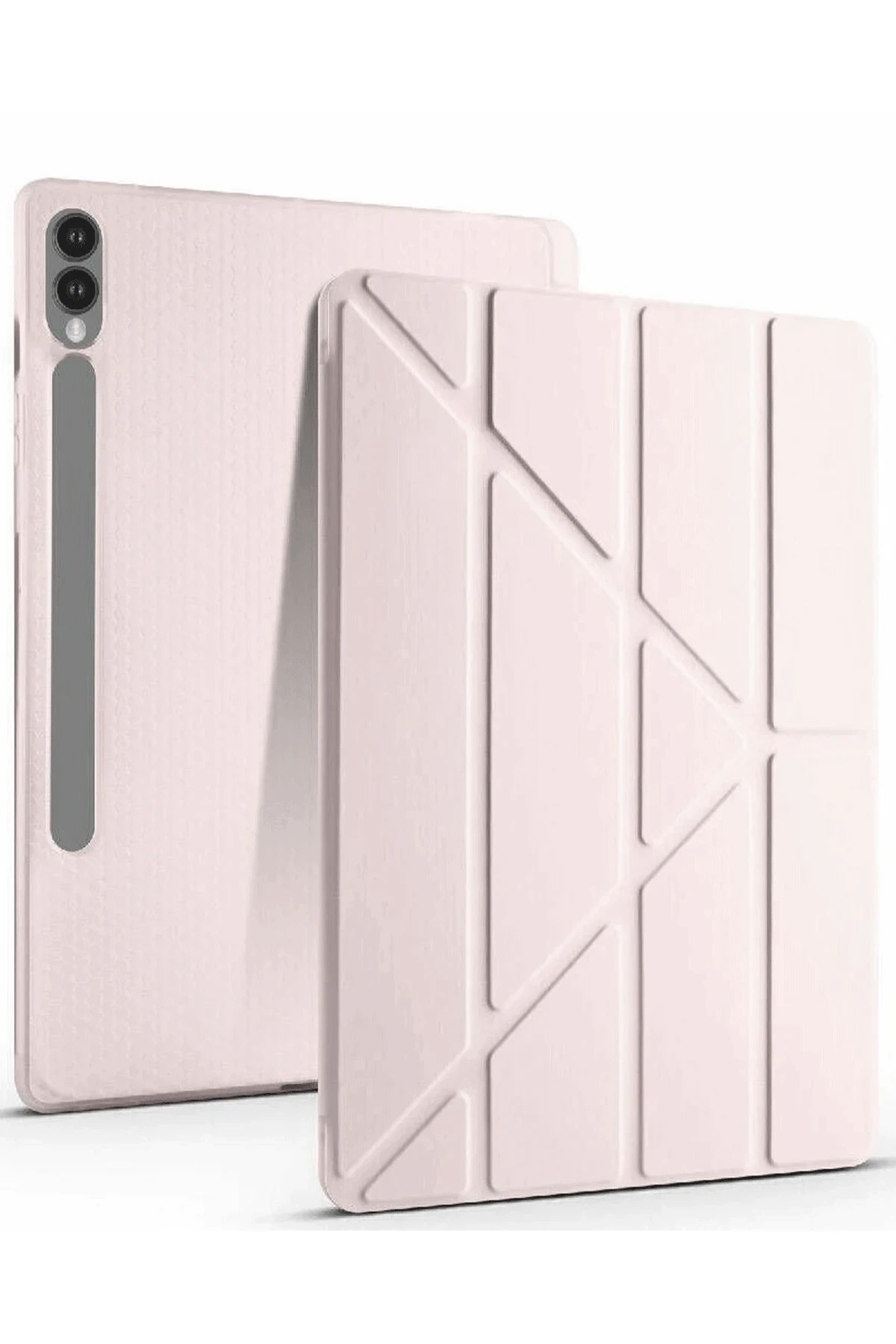 Mey İthalat®  Samsung Galaxy X610 Tab S9 FE Plus 12.4 Kılıf Kalemlikli Mars Tablet Kılıfı - Rose Gold