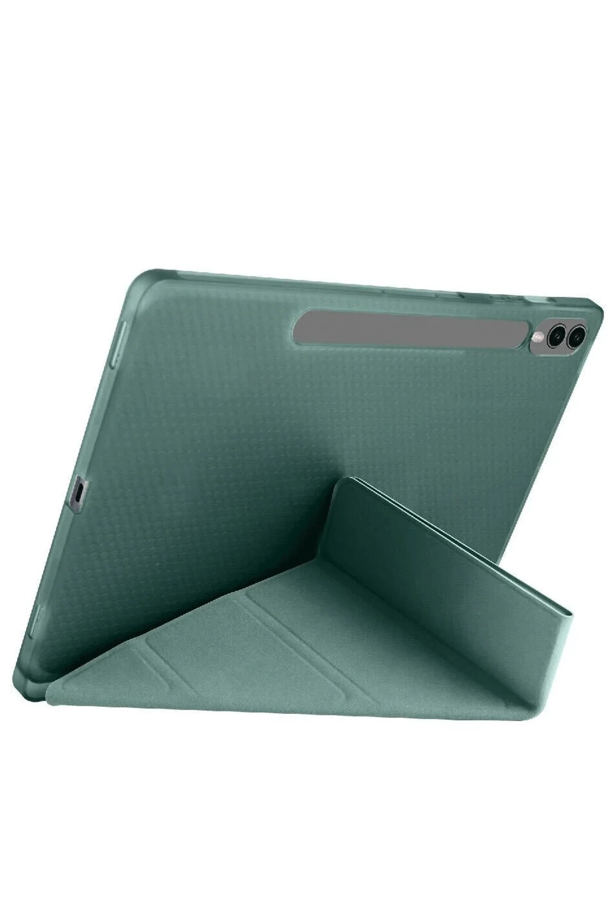 Mey İthalat®  Samsung Galaxy X610 Tab S9 FE Plus 12.4 Kılıf Kalemlikli Mars Tablet Kılıfı - Koyu Yeşil