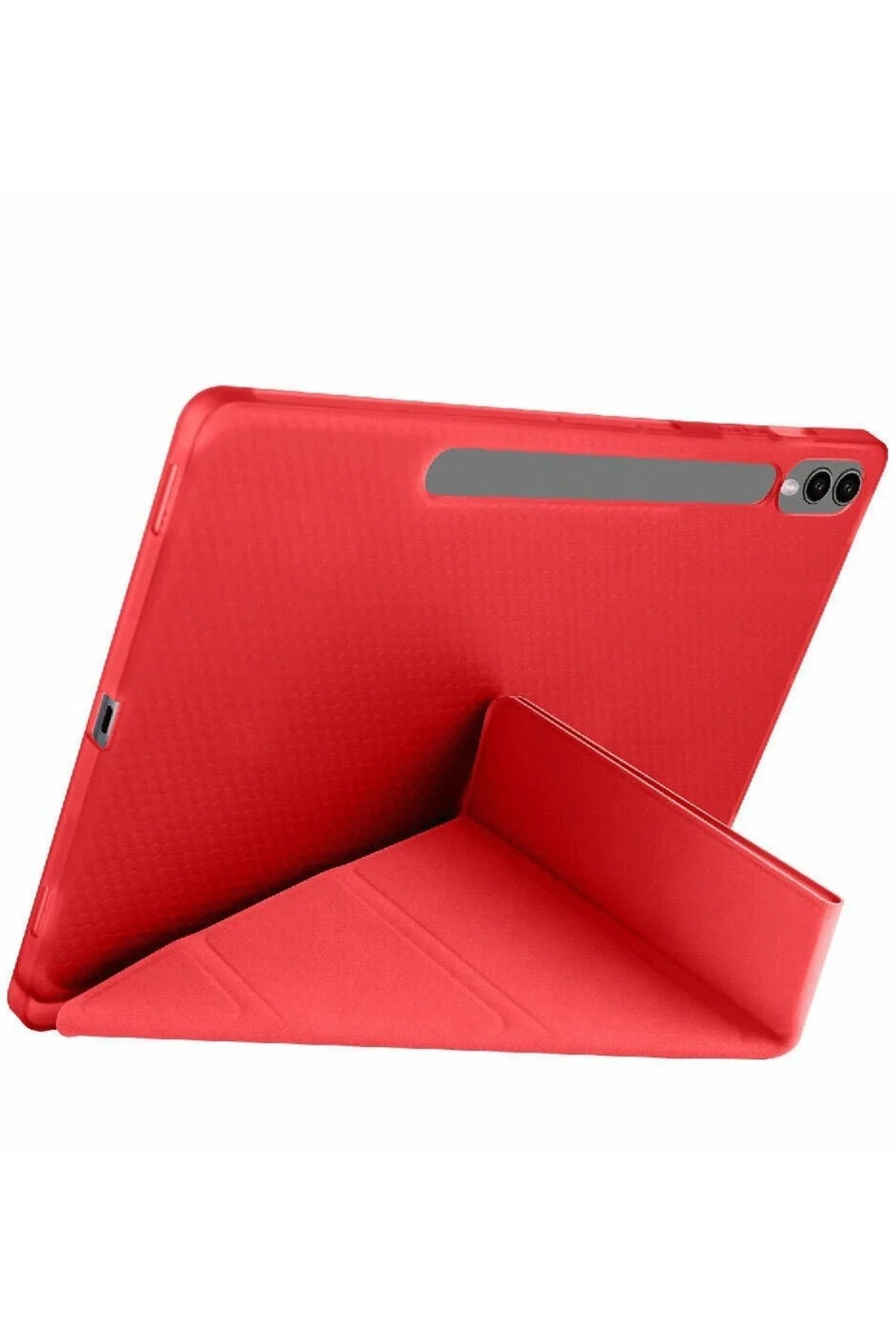 Mey İthalat®  Samsung Galaxy X610 Tab S9 FE Plus 12.4 Kılıf Kalemlikli Mars Tablet Kılıfı - Kırmızı