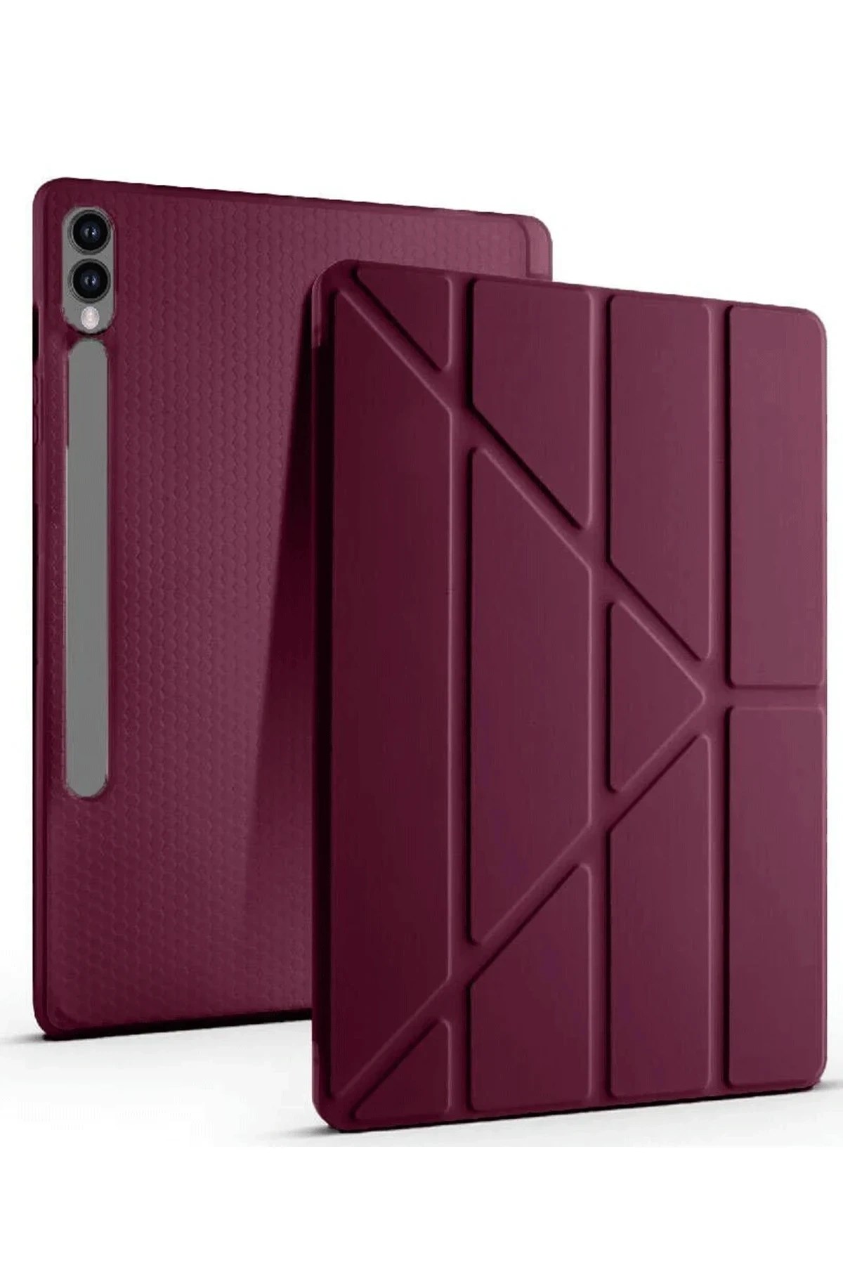 Mey İthalat®  Samsung Galaxy X610 Tab S9 FE Plus 12.4 Kılıf Kalemlikli Mars Tablet Kılıfı - Mürdüm
